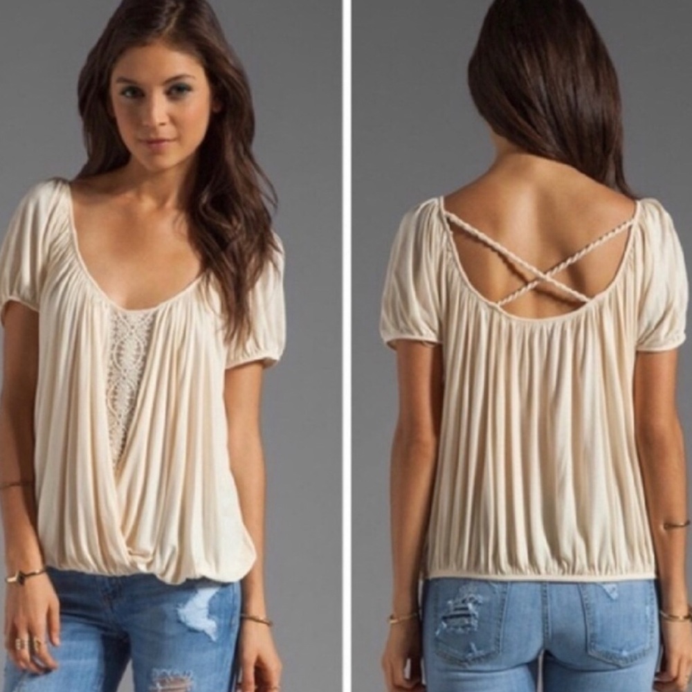 Free People • Draped Short Sleeve Top